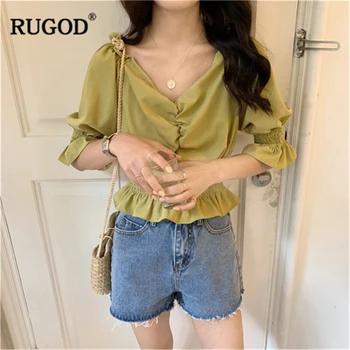 RUGOD 2019 New Arrival Women Chiffon Solid Shirt V-neck Pleated Tunic Half Sleeves Lantern Sleeves Slim Blouse Temperament Tops
RUGOD 2019 New Arrival Women Chiffon Solid Shirt V-neck Pleated Tunic Half Sleeves Lantern Sleeves Slim Blouse Temperament Tops