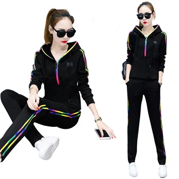 Spring Autumn Tracksuit Rainbow Edge Stitching Sweatshirts Casual Suit Women Clothing 2 Piece Set Top+Pants Sporting Suit Female
Spring Autumn Tracksuit Rainbow Edge Stitching Sweatshirts Casual Suit Women Clothing 2 Piece Set Top+Pants Sporting Suit Female