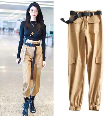 High Waist Belt Cargo Track Solid Pant Hip Hop Workout Streetwear Summer Sweatpant Women Slim Harem Trouser Camo Khaki Black
High Waist Belt Cargo Track Solid Pant Hip Hop Workout Streetwear Summer Sweatpant Women Slim Harem Trouser Camo Khaki Black