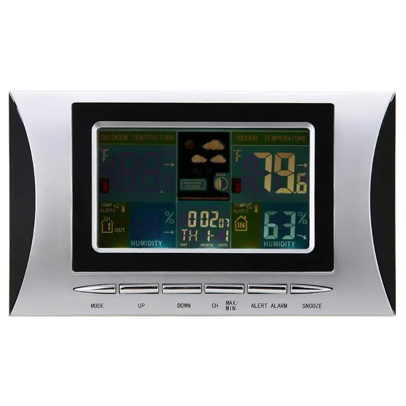 Outdoor Wireless Weather Station With LCD Colorful Display Indoor Temperature And Humidity Barometer Digital Alarm Clock
Outdoor Wireless Weather Station With LCD Colorful Display Indoor Temperature And Humidity Barometer Digital Alarm Clock