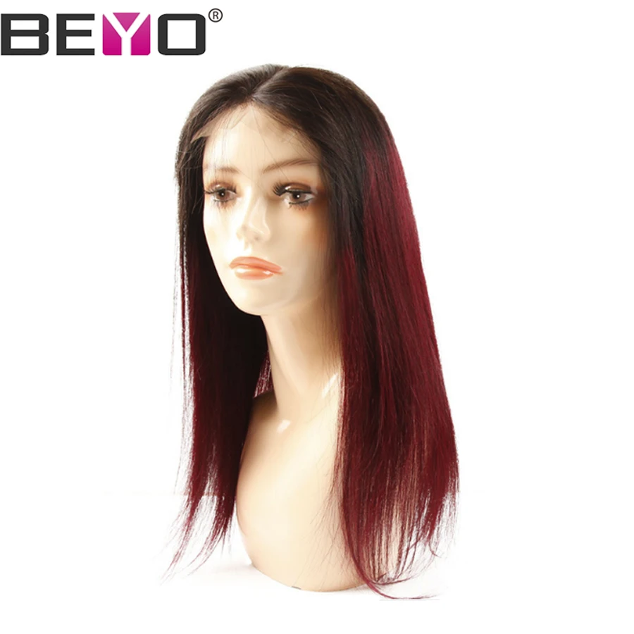 #1B99J Color Ombre lace front human hair wigs for black women brazilian straight lace wig With Baby Hair remy beyo (2)