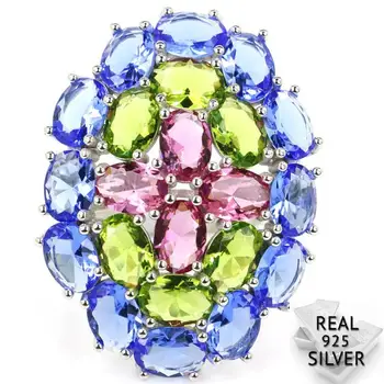 8.1g Real 925 Solid Sterling Silver Fancy Colorf Tourmalins Peridot Violet Tanzanite Rings 36x27mm 
8.1g Real 925 Solid Sterling Silver Fancy Colorf Tourmalins Peridot Violet Tanzanite Rings 36x27mm