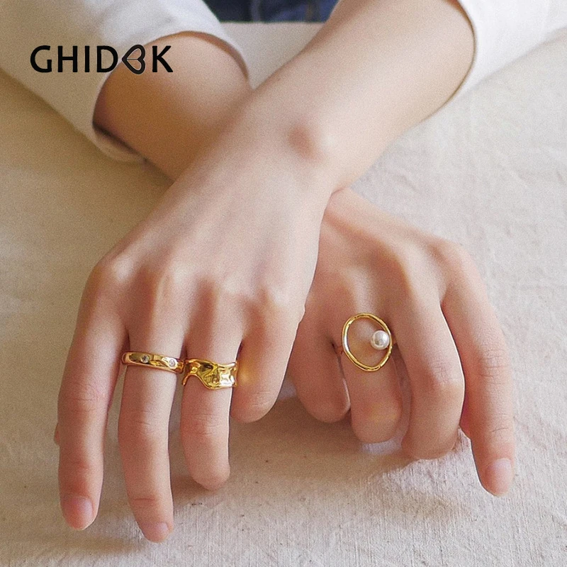 GHIDBK Adjustable Tiny Simulated Pearl Wire Rings Minimalist Gold Rings Everyday Boho Ring Wholesale Jewelry Gift for Women
GHIDBK Adjustable Tiny Simulated Pearl Wire Rings Minimalist Gold Rings Everyday Boho Ring Wholesale Jewelry Gift for Women