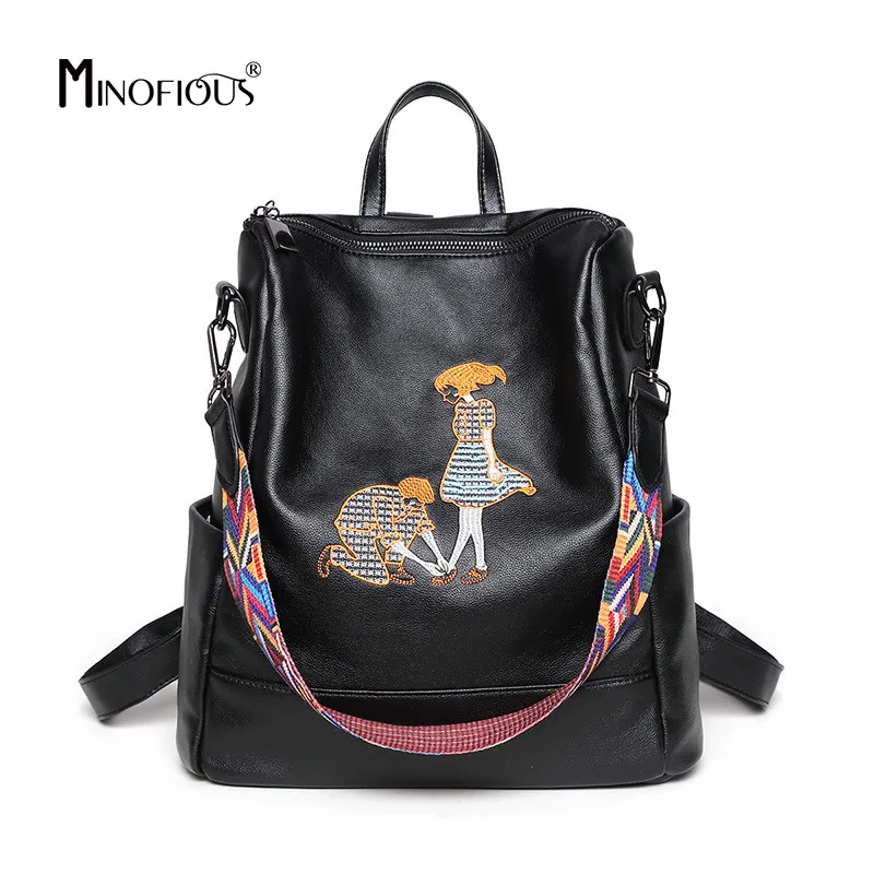 MINOFIOUS Soft Genuine Leather Backpack Embroidery Backpacks High Quality Ribbon School Bag Black Back Bags Shoulder Bag Women
MINOFIOUS Soft Genuine Leather Backpack Embroidery Backpacks High Quality Ribbon School Bag Black Back Bags Shoulder Bag Women