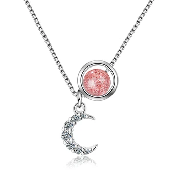 XIYANIKE 925 Sterling Silver Simple Sweet Strawberry Crystal Moon Pendant Necklace Round Korean Style Clavicle Chain For Women
XIYANIKE 925 Sterling Silver Simple Sweet Strawberry Crystal Moon Pendant Necklace Round Korean Style Clavicle Chain For Women