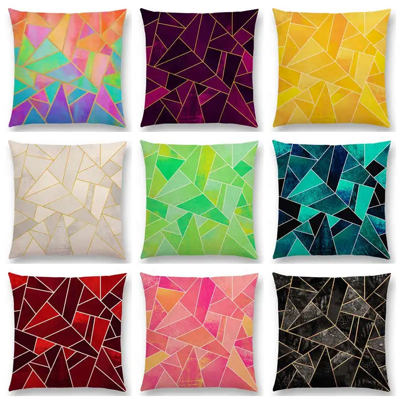 White Purple Black Blue Pink Colorful Abstract Geometric Triangles Gold Lines Rainbow Stones Cushion Cover Sofa Pillow Case
White Purple Black Blue Pink Colorful Abstract Geometric Triangles Gold Lines Rainbow Stones Cushion Cover Sofa Pillow Case