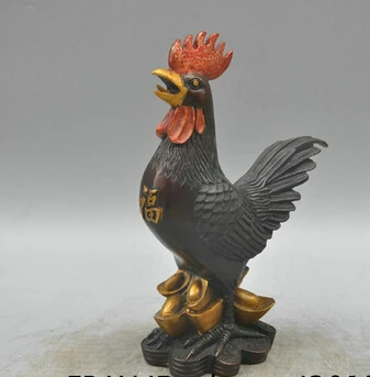 xd 003428 10' Bronze Copper Animal Zodiac Chicken Cock Sculpture Statue