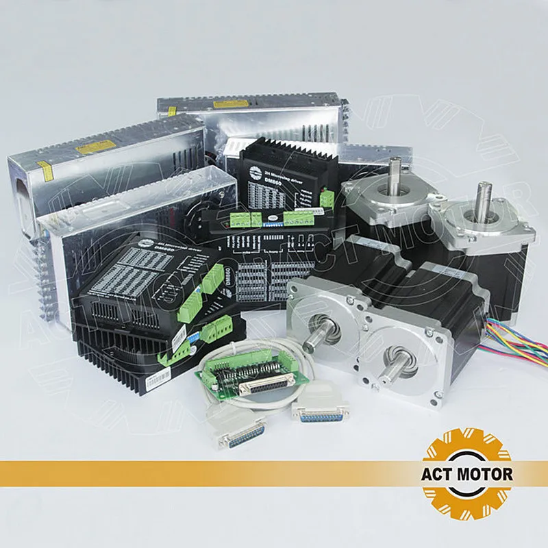 ACT Motor 4Axis CNC Nema34 Stepper Motor 34HS5435B Dual Shaft 1600oz 3.5A+4PCS Driver DM860 7.8A with Power Mill Cut Grind
ACT Motor 4Axis CNC Nema34 Stepper Motor 34HS5435B Dual Shaft 1600oz 3.5A+4PCS Driver DM860 7.8A with Power Mill Cut Grind