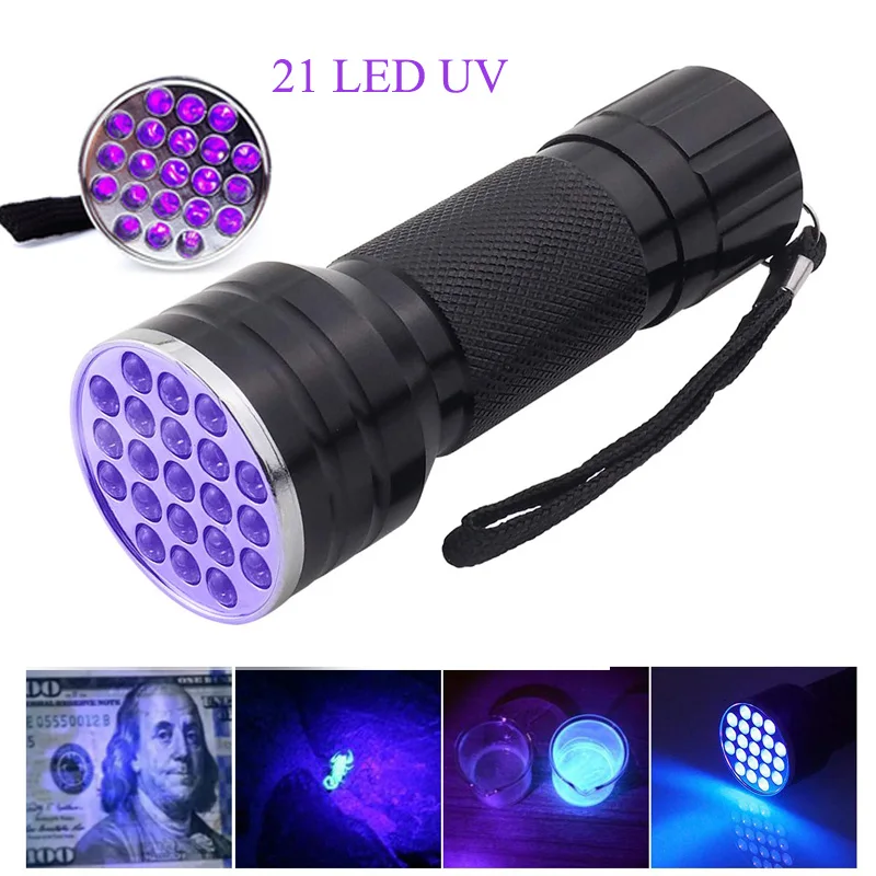 21 LED UV Flashlight 395nm UV Ultra Violet Torch Lamp AAA Battery Powered Portable Black Lights Detector for Dog Urine Pet Stain
21 LED UV Flashlight 395nm UV Ultra Violet Torch Lamp AAA Battery Powered Portable Black Lights Detector for Dog Urine Pet Stain