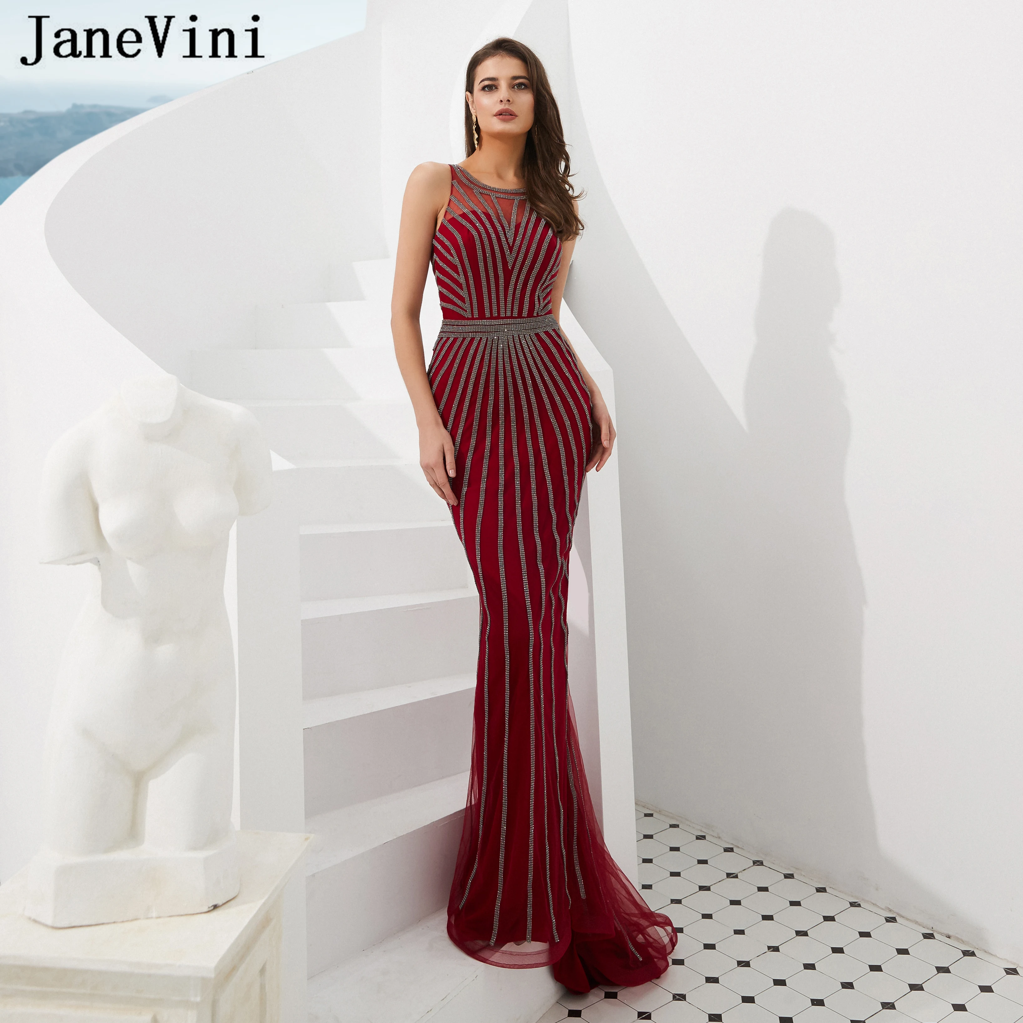 JaneVini Luxury Beaded Shiny Burgundy Evening Dress 2019 O Neck Sleeveless Sexy Dubai Mermaid Evening Gown for Women Robe Longue
JaneVini Luxury Beaded Shiny Burgundy Evening Dress 2019 O Neck Sleeveless Sexy Dubai Mermaid Evening Gown for Women Robe Longue