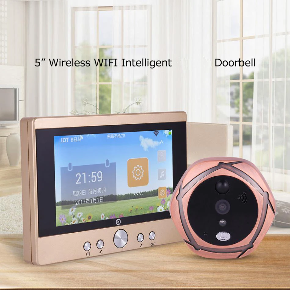 5'' LCD WiFi Digital Door Viewer Phone Doorbell Intercom IR Night Vision Door Viewers Wireless Door Camera EU Plug 100-240V
5'' LCD WiFi Digital Door Viewer Phone Doorbell Intercom IR Night Vision Door Viewers Wireless Door Camera EU Plug 100-240V