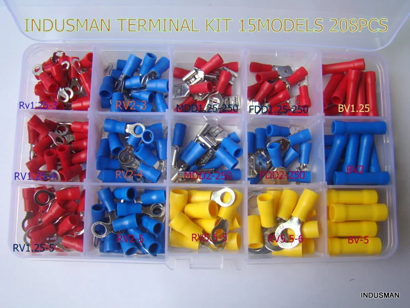 208pcs/lot 15 model Wire Connectors - Electrical Wire crimp Terminal Set.Assortment Kit
208pcs/lot 15 model Wire Connectors - Electrical Wire crimp Terminal Set.Assortment Kit