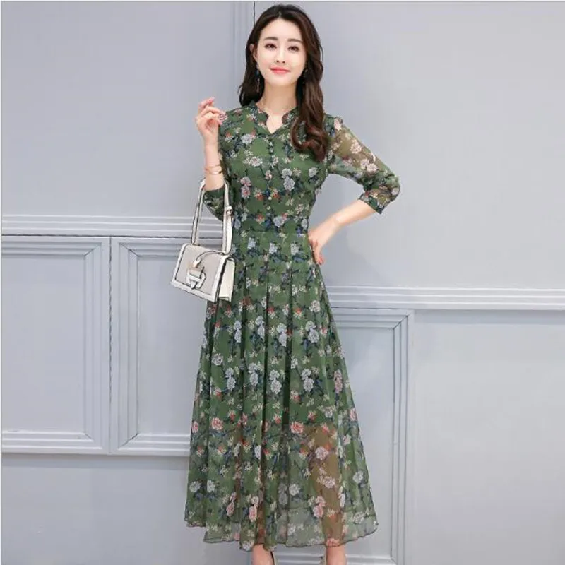 2018 Spring Floral Slim Fit Chiffon Dress with Full Regular Sleeve Female V-Neck Mid-Calf Flower Prints Bohemian Dresses QV284
2018 Spring Floral Slim Fit Chiffon Dress with Full Regular Sleeve Female V-Neck Mid-Calf Flower Prints Bohemian Dresses QV284