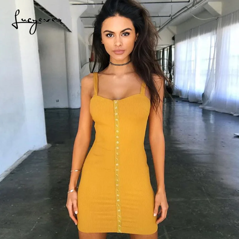 Lucyever Sexy backless summer dress vintage solid spaghetti Strap yellow mini dress for women elegant bodycon short vestidos
Lucyever Sexy backless summer dress vintage solid spaghetti Strap yellow mini dress for women elegant bodycon short vestidos