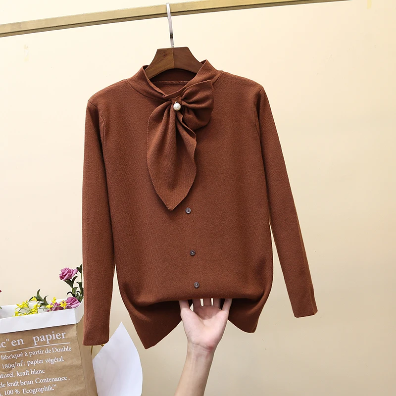 2019 New Women's Sweater Warm Autumn Winter Casual Sleeved Pullover Elegant Bow Tie Button Solid Color Tops Laides
2019 New Women's Sweater Warm Autumn Winter Casual Sleeved Pullover Elegant Bow Tie Button Solid Color Tops Laides