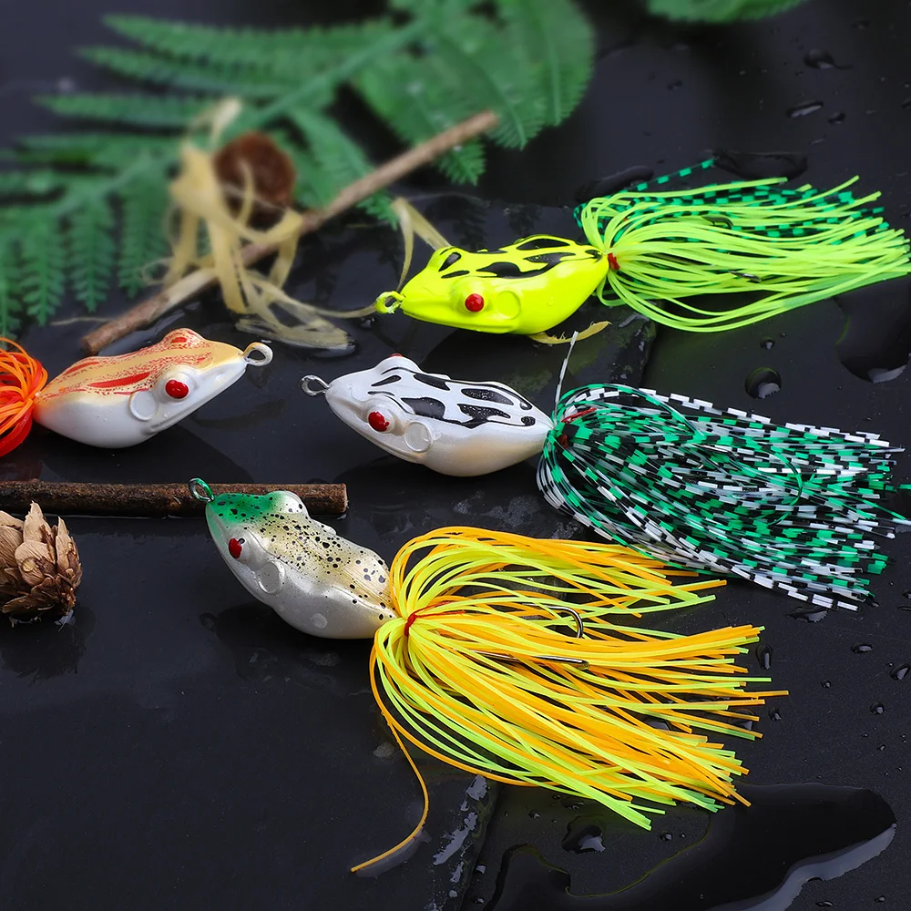 DONQL 4pcsSet 10g Fishing Lure Frog soft Silicone Artificial Bait Topwater Fishing Frog Kit Double Hooks Fish Lures Tackle 001 (7)