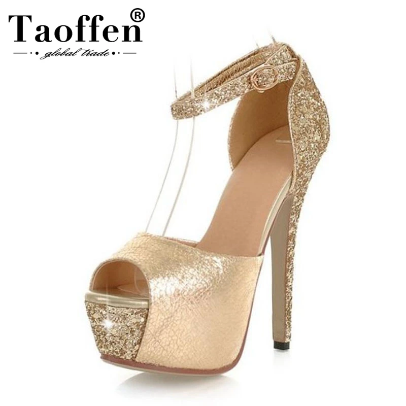 TAOFFEN Nightclub Sexy Thick Platform Shoes 13Cm High-Heeled Sandals Peep Open Toe Silver Sequins Wedding Shoes Plus Size 32-43
TAOFFEN Nightclub Sexy Thick Platform Shoes 13Cm High-Heeled Sandals Peep Open Toe Silver Sequins Wedding Shoes Plus Size 32-43