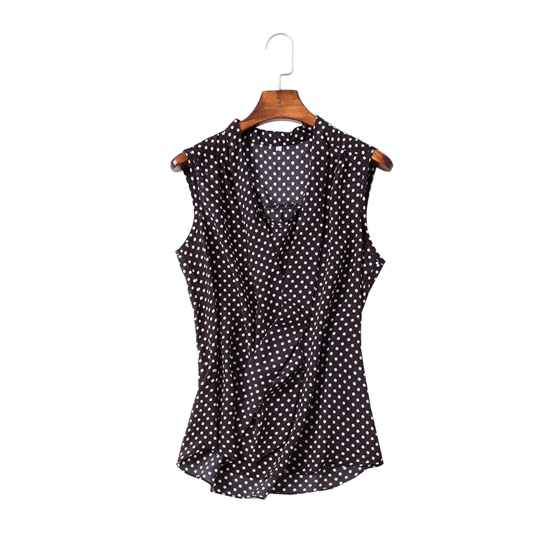Woman Summer Natural Silk Blouse Sleeveless V neck Office Wear Real Silk Blouses Dots casual Silk Shirt Blouse for Women
Woman Summer Natural Silk Blouse Sleeveless V neck Office Wear Real Silk Blouses Dots casual Silk Shirt Blouse for Women