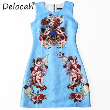 Delocah Fashion Designer Summer Dress Women Sleeveless Crystal Sequined Beading Angel Flowers Printed Blue Casual Dress vestido
Delocah Fashion Designer Summer Dress Women Sleeveless Crystal Sequined Beading Angel Flowers Printed Blue Casual Dress vestido