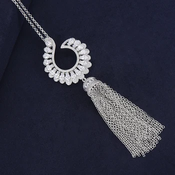 Luxury Women Girls Statement Long Chains Sweater Necklaces Hook Shape Chains Tassel Cubic Zirconia Inlaid Jewelry Necklace
Luxury Women Girls Statement Long Chains Sweater Necklaces Hook Shape Chains Tassel Cubic Zirconia Inlaid Jewelry Necklace