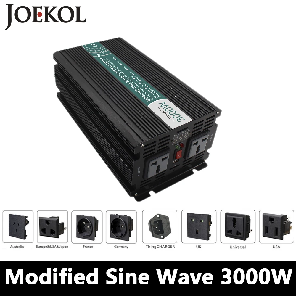 3000W Modified Sine Wave Inverter,DC 12V/24V/48V To AC110V/220V,off Grid Solar voltage converter With Panel Charger And UPS
3000W Modified Sine Wave Inverter,DC 12V/24V/48V To AC110V/220V,off Grid Solar voltage converter With Panel Charger And UPS