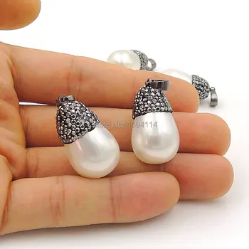Natural Pearls Pave CZ Drop Pendants Black Gun Plated, CZ Paved On the Top Approx 25*15 mm
Natural Pearls Pave CZ Drop Pendants Black Gun Plated, CZ Paved On the Top Approx 25*15 mm