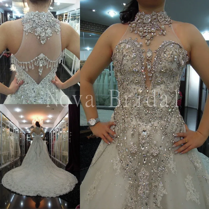 Luxury Wedding Dress 2019 Heavy Crystals Beads Lace High Neck Ball Gown Bridal Dresses With Long Train Vestido De Noiva IZ225
Luxury Wedding Dress 2019 Heavy Crystals Beads Lace High Neck Ball Gown Bridal Dresses With Long Train Vestido De Noiva IZ225