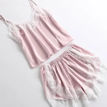 Brand Two Pieces Pyjamas Women Sexy Lingerie Pijama Mujer Femme Pizama Female Sexy Lounge Sets Satin & Lace Sleepwear Set
Brand Two Pieces Pyjamas Women Sexy Lingerie Pijama Mujer Femme Pizama Female Sexy Lounge Sets Satin & Lace Sleepwear Set