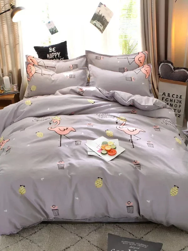 Flamingo flowers Grey Bedding Set Cotton Fabric 4Pcs Duvet Cover Flat Sheet Pillow Cases
Flamingo flowers Grey Bedding Set Cotton Fabric 4Pcs Duvet Cover Flat Sheet Pillow Cases