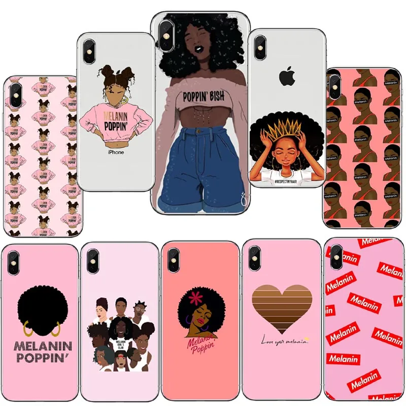 2bunz Melanin Poppin Aba чехлы Модные черные тонкие Мягкие силиконовые ТПУ для iPhone X 5S SE 6 6splus