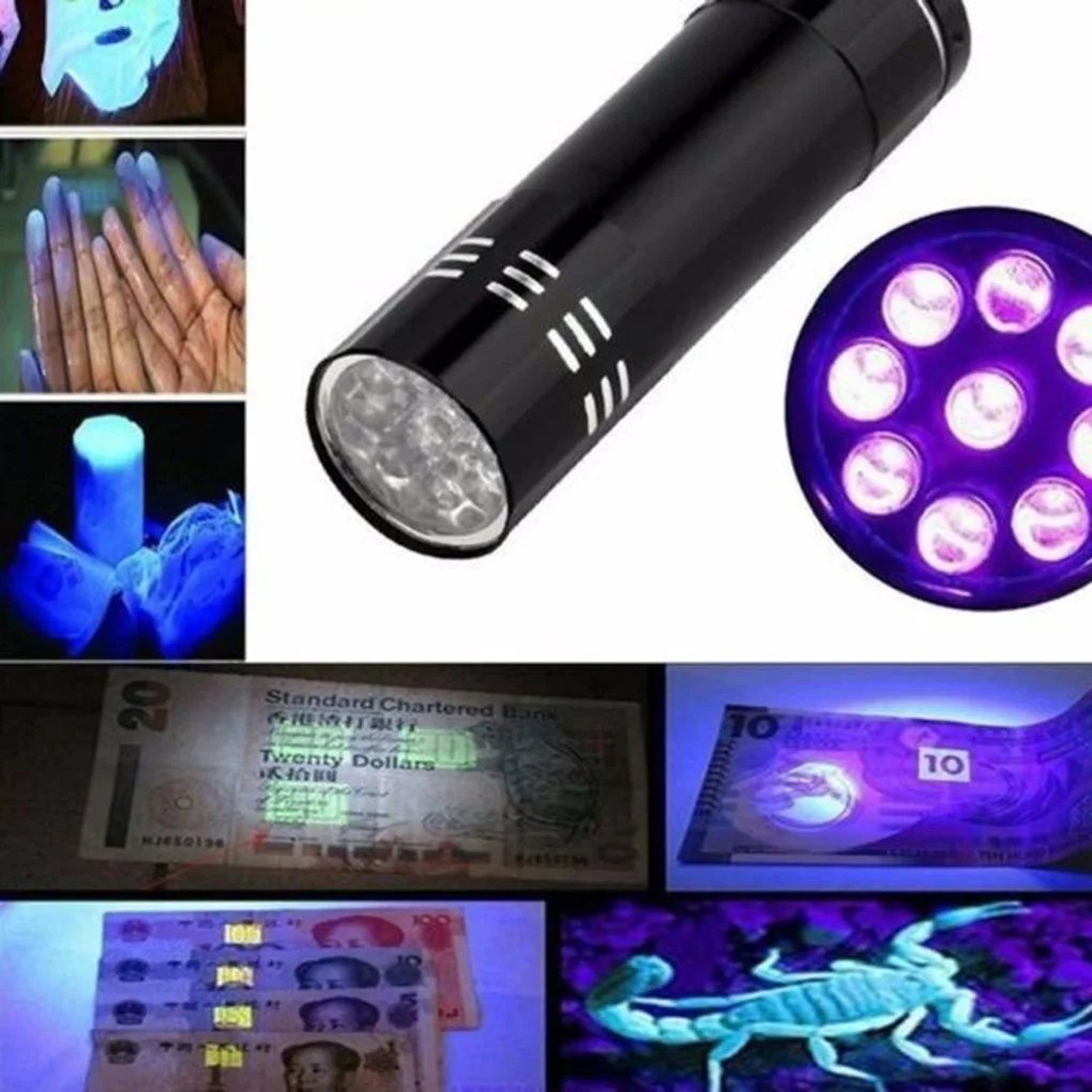 Mini 9 LED Purple Light Currency Checking Flashlight Outdoor Camping Hiking Handheld Torch Light Lamp
Mini 9 LED Purple Light Currency Checking Flashlight Outdoor Camping Hiking Handheld Torch Light Lamp