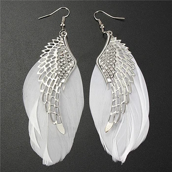 Bluelans 5pairs Women's Angel Wings Feather Dangle Earring Hook Chandelier Drop Long Earrings