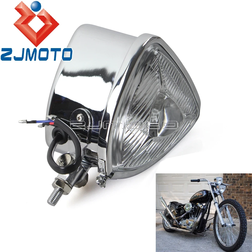 Auto Parts and Vehicles Motorcycle Headlight Assemblies Custom 5" Chrome Metal Round Headlight