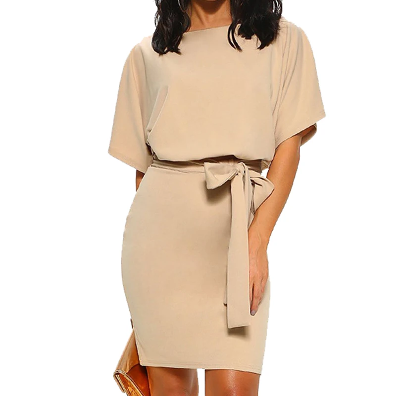 Women Clothes Solid Short Sleeve O-neck Casual Summer Dress Mini Bodycon Bandage Dresses Elegant Work Office Dress Sashes GV292
Women Clothes Solid Short Sleeve O-neck Casual Summer Dress Mini Bodycon Bandage Dresses Elegant Work Office Dress Sashes GV292