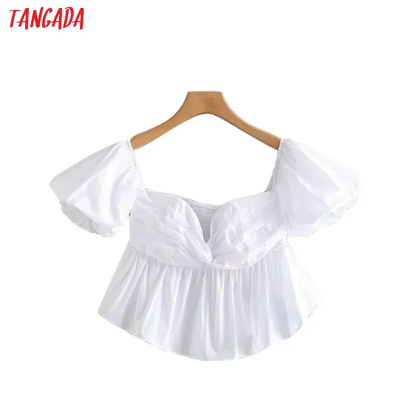 Tangada women summer sexy white blouse design slash neck short sleeve chic crop shirt blusas femininas 2W69
Tangada women summer sexy white blouse design slash neck short sleeve chic crop shirt blusas femininas 2W69