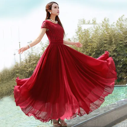 Chiffon Summer Dress 2018 Women short sleeve Lace Patchwork Red Black White A-line Swing Bohemian Party Long Beach Dresses
Chiffon Summer Dress 2018 Women short sleeve Lace Patchwork Red Black White A-line Swing Bohemian Party Long Beach Dresses