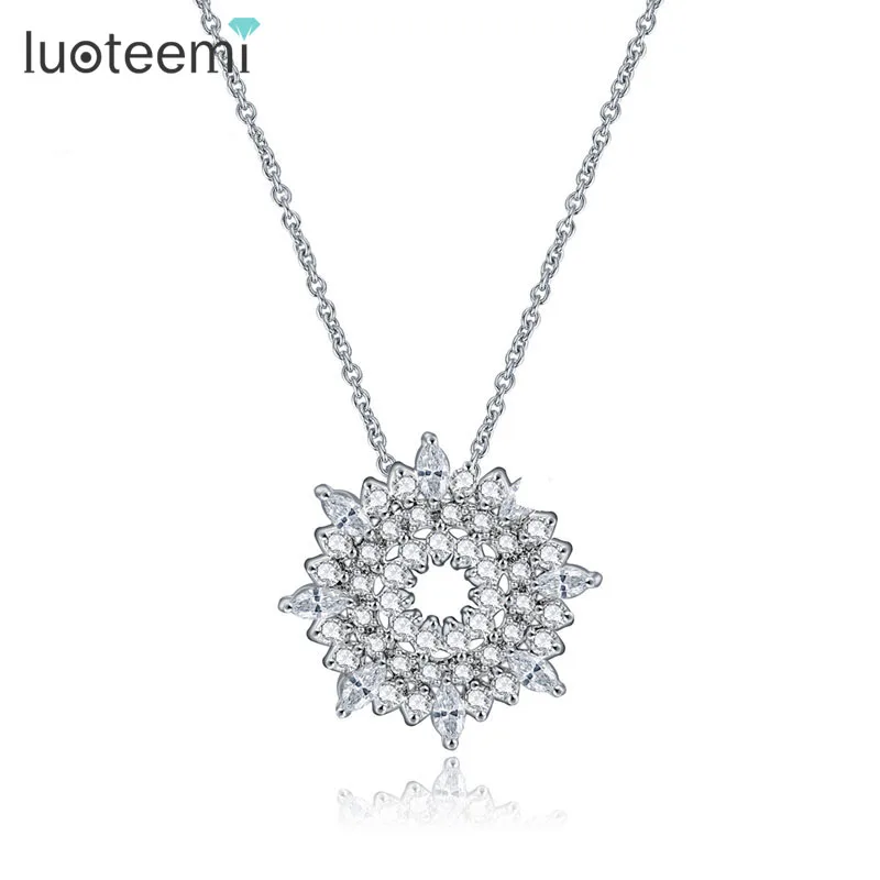 LUOTEEMI White Gold-Color Sparkling Clear Zircon Micro Paved Sunshine Pendant Necklace for Women Wedding Engagement Gift Bijoux
LUOTEEMI White Gold-Color Sparkling Clear Zircon Micro Paved Sunshine Pendant Necklace for Women Wedding Engagement Gift Bijoux
