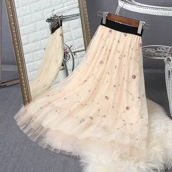 2019 Spring and Summer Lace Floral Embroidered Gauze Skirt Women's High Waist Mid Length Pleated Skirt
2019 Spring and Summer Lace Floral Embroidered Gauze Skirt Women's High Waist Mid Length Pleated Skirt