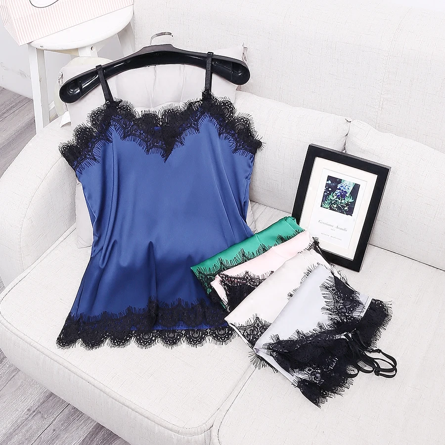 New Summer Lace Patchwork Women's Fashion Satin Camisole Candy Color Adjustable Female Sexy Camis Tops
New Summer Lace Patchwork Women's Fashion Satin Camisole Candy Color Adjustable Female Sexy Camis Tops