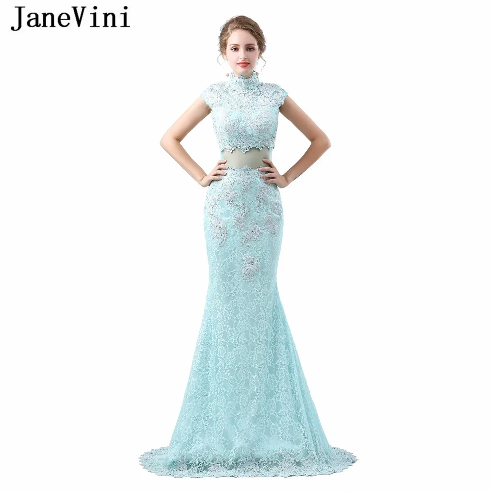 JaneVini Vintage Lace Fake Two Pieces Long Bridesmaid Dresses High Neck Appliques Beaded Mermaid Prom Party Gowns Sweep Train
JaneVini Vintage Lace Fake Two Pieces Long Bridesmaid Dresses High Neck Appliques Beaded Mermaid Prom Party Gowns Sweep Train