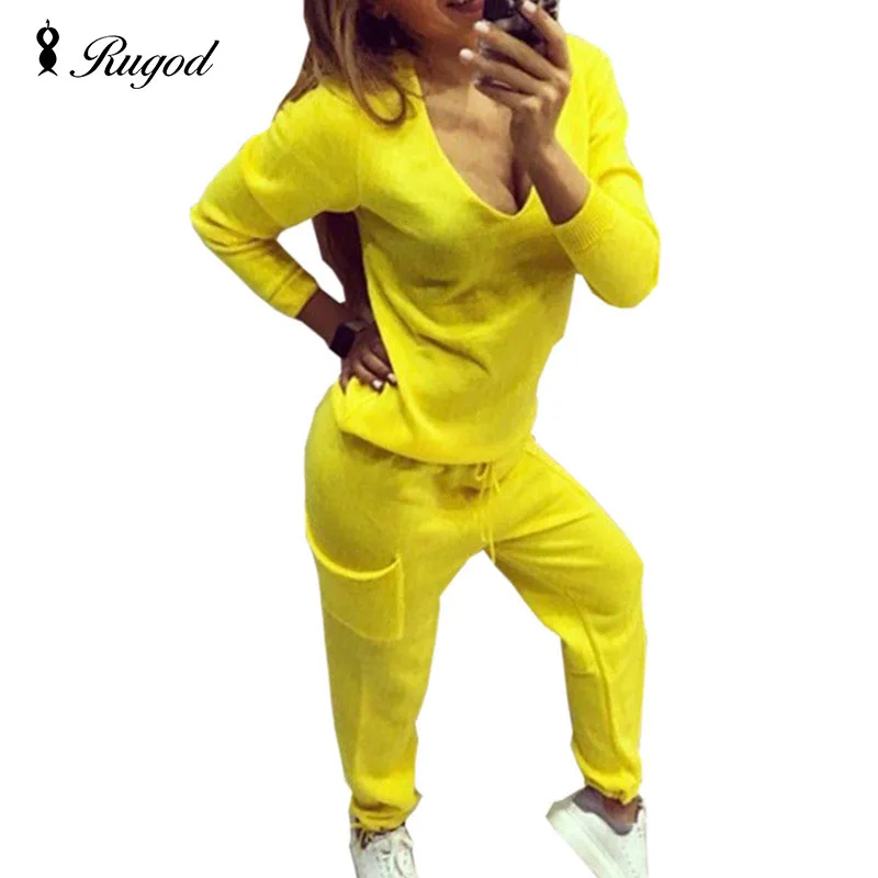 2019 Casual Tracksuit Women 2 Pieces Set Knitted Pullover Sweaters Tops Deep V-neck Long Sleeve Sweatshirt + Pants Women's Sets
2019 Casual Tracksuit Women 2 Pieces Set Knitted Pullover Sweaters Tops Deep V-neck Long Sleeve Sweatshirt + Pants Women's Sets