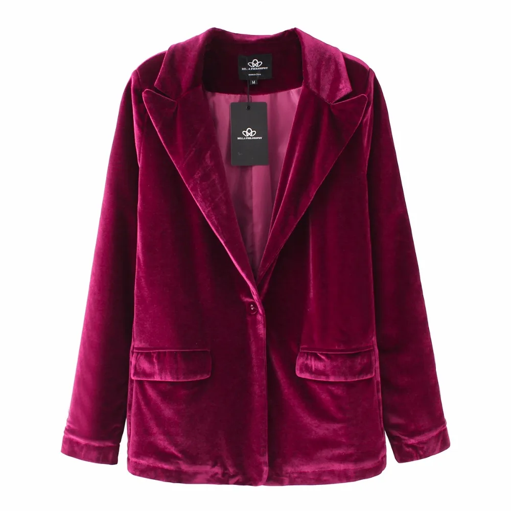 JuneLove 2019 Fashion Velvet Blazer Jacket Women Blazer Autumn Warm Ladies Blazer Coat One Button Turn-down Collar Outwears
JuneLove 2019 Fashion Velvet Blazer Jacket Women Blazer Autumn Warm Ladies Blazer Coat One Button Turn-down Collar Outwears