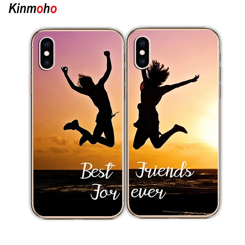 Girls Bff Best Friends Forever Transparent Soft Phone Cases Cover For iPhone 7 6 6S 8 Plus Coque X XR XS MAX 5S SE 5 Capinha