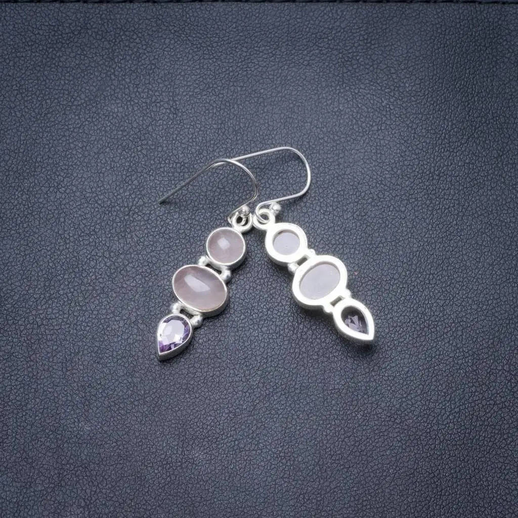 Natural Rose Quartz and Amethyst Handmade Unique 925 Sterling Silver Earrings 1.5" Y3571
Natural Rose Quartz and Amethyst Handmade Unique 925 Sterling Silver Earrings 1.5" Y3571