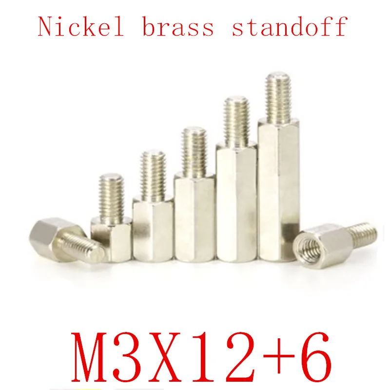 100PCS m3x12+6 Male to Female nickel Brass Standoff Spacer M3 Hexagonal Stud Spacer Pillars
100PCS m3x12+6 Male to Female nickel Brass Standoff Spacer M3 Hexagonal Stud Spacer Pillars