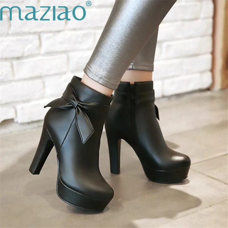 Women Short Boots High Heel Ankle Boots Side Zipper Platform Shoes Round Toe Ladies Sexy Butterfly-knot Boots MAZIAO
Women Short Boots High Heel Ankle Boots Side Zipper Platform Shoes Round Toe Ladies Sexy Butterfly-knot Boots MAZIAO