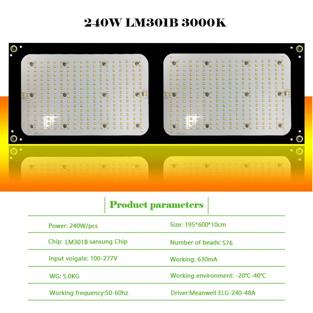 Led Grow Light 120W 240W Quantum Board Full Spectrum Dimmable Samsung LM301B 3000K Meanwell Driver DIY LED Plant Grow Light
Led Grow Light 120W 240W Quantum Board Full Spectrum Dimmable Samsung LM301B 3000K Meanwell Driver DIY LED Plant Grow Light