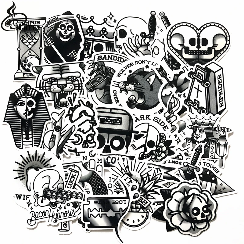 29pcs/lot black&white Old School Tattoo Stickers For Laptop Suitcase skateboard Little Vintage style Waterproof sunscreen decals
29pcs/lot black&white Old School Tattoo Stickers For Laptop Suitcase skateboard Little Vintage style Waterproof sunscreen decals