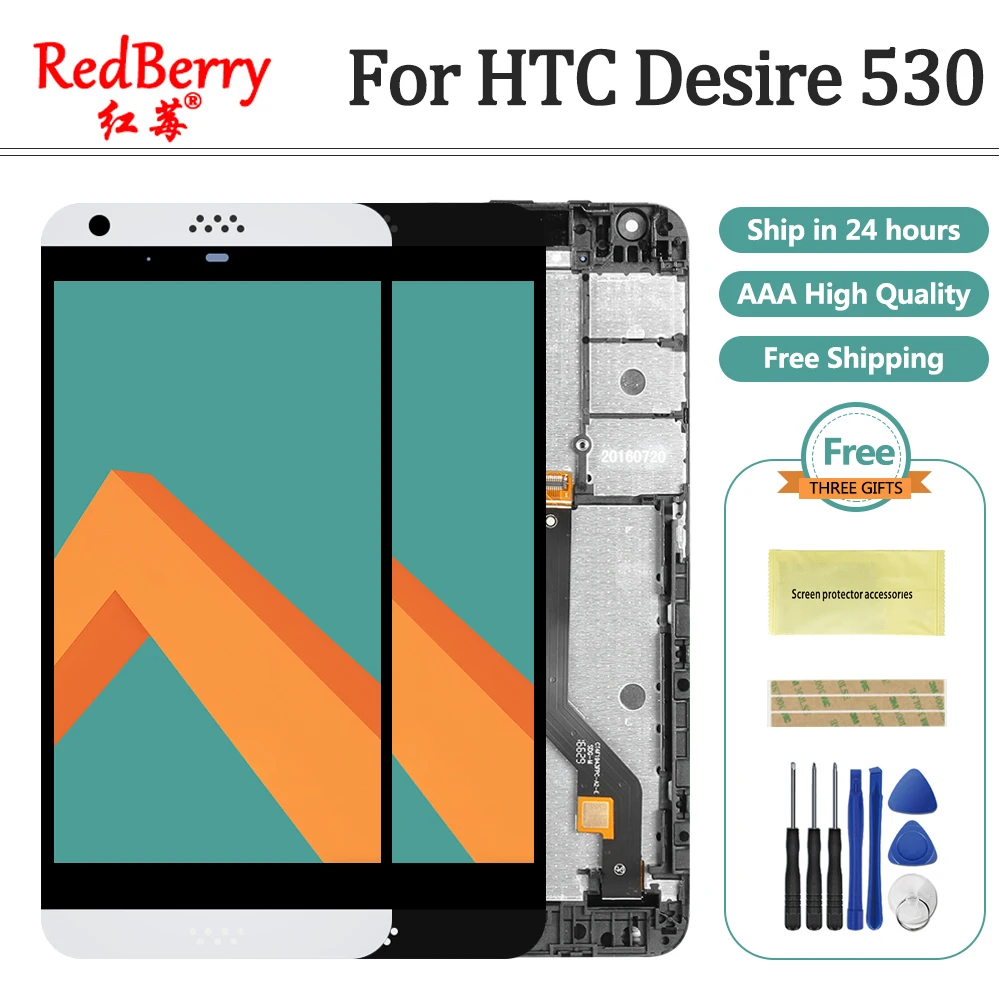 100% Tested 5.5'' Display For HTC Desire 530 LCD with Touch Screen Digitizer Assembly Replacement Parts For HTC 530 Display
100% Tested 5.5'' Display For HTC Desire 530 LCD with Touch Screen Digitizer Assembly Replacement Parts For HTC 530 Display