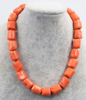 

orange coral baroque pillar 10-16mm necklace 18inch nature beads wholesale discounts FPPJ 16-20mm